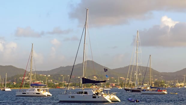 We began and ended our charter in St Lucia’s Rodney Bay, seen here from Pigeon Island