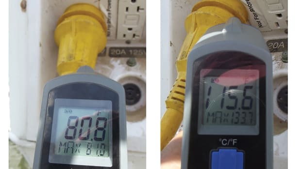Photo 6a & 6b. An infrared thermometer can diagnose poor connections and resistance in the circuit