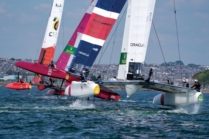The action is inevitably fast and furious at a SailGP regatta, no matter what the venue or wind strength