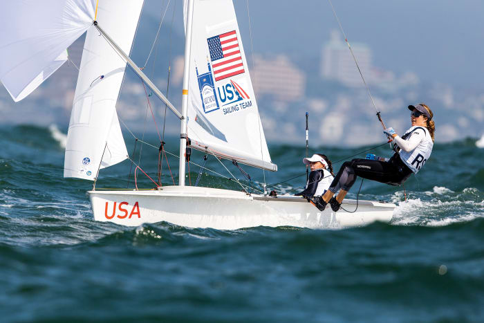 470 sailors Lara Dallman-Weiss (on the wire) and Nikki Barnes have improved dramatically in the past year