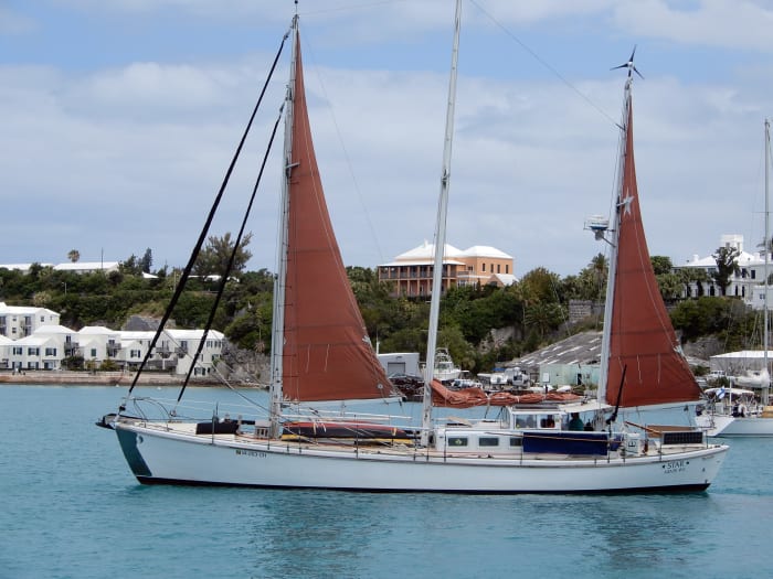The three-masted, double-ended Marco Polo schooner named Star