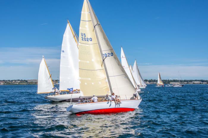 Class 2 second-place finisher in the Modern Classic division The Hawk at the start of the Newport Classic Yacht Regatta presented by IYRS this past weekend.