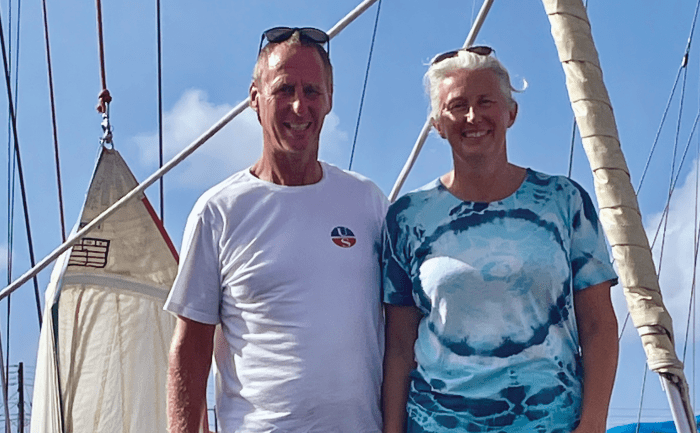 Bones and Anna, skippers aboard the Emily Morgan