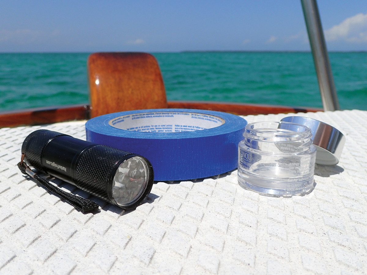 The author found the components of his makeshift anchor light already on board
