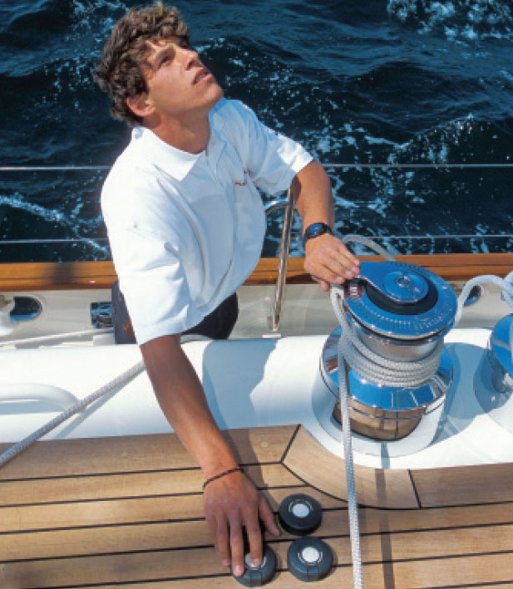 Powered winches fine-tune sail shape without straining muscles