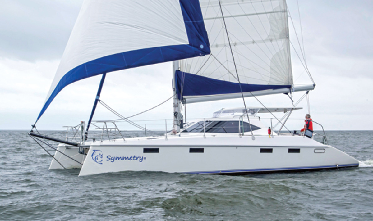 Some boats, like the Balance 451, employ a smattering of structural carbon, but otherwise rely on careful design and construction to keep weight down and the cost competitive. Photo courtesy of Balance Catamarans