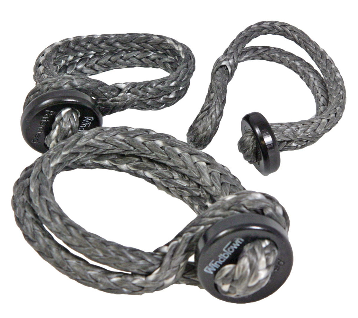 These “button” shackles from Windblown sidestep the issue of making a failproof stopper knot
