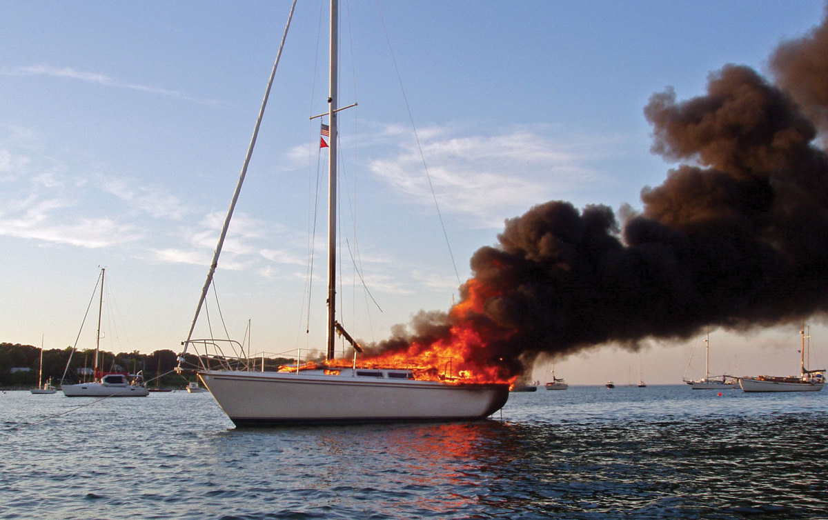 It can take just minutes for, say, a galley fire to engulf an entire boat, like this one did