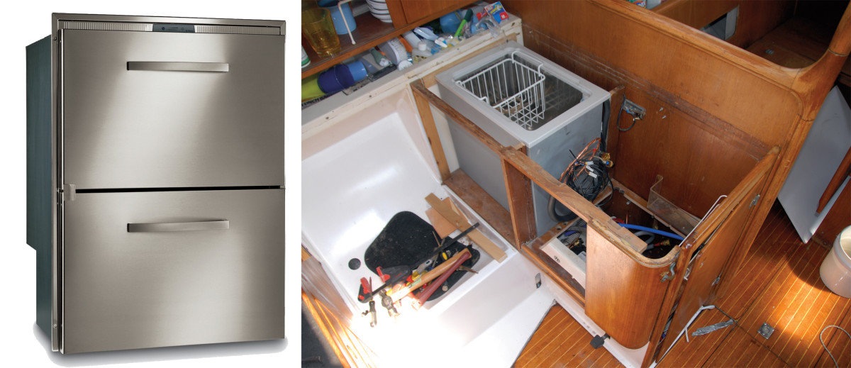 Whether you decide to build a refrigerator box from scratch or buy a ready-made unit, you won’t regret installing a DC refrigeration system; a front-opening system (far left) is another option