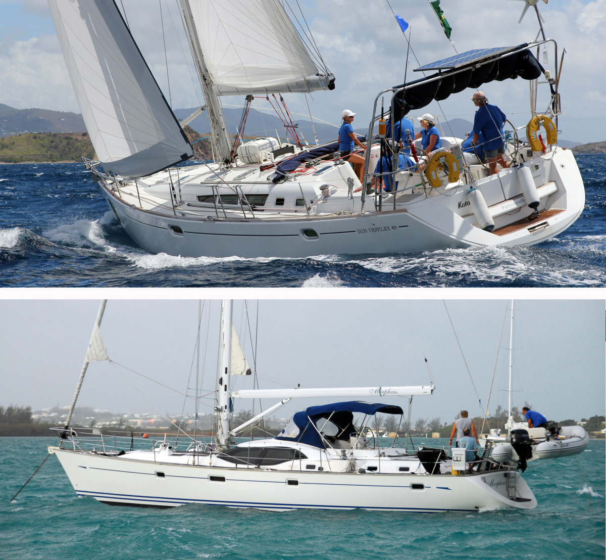 Top: Many mass-production fin-and-spade boats make capable bluewater cruisers, but have their limitations. Bottom: Many mass-production fin-and-spade boats make capable bluewater cruisers, but have their limitations
