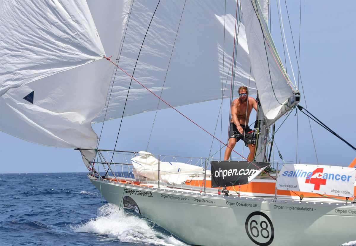Dutch sailor Mark Slats has been battling barnacles, a lack of freshwater and even a shark (well, sort of) as he strives to take first place in the Golden Globe Race 2018