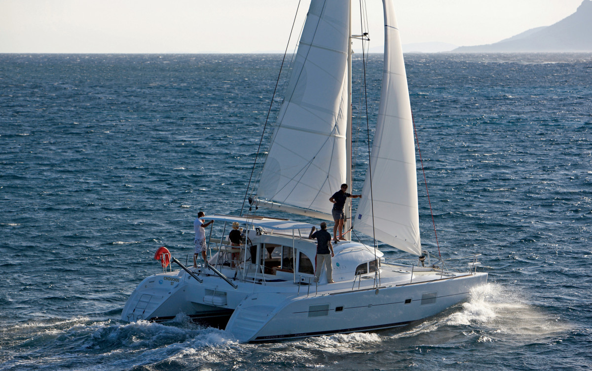 Though equally seaworthy, cats like this Lagoon 380 need to be handled differently than a comparable monohull
