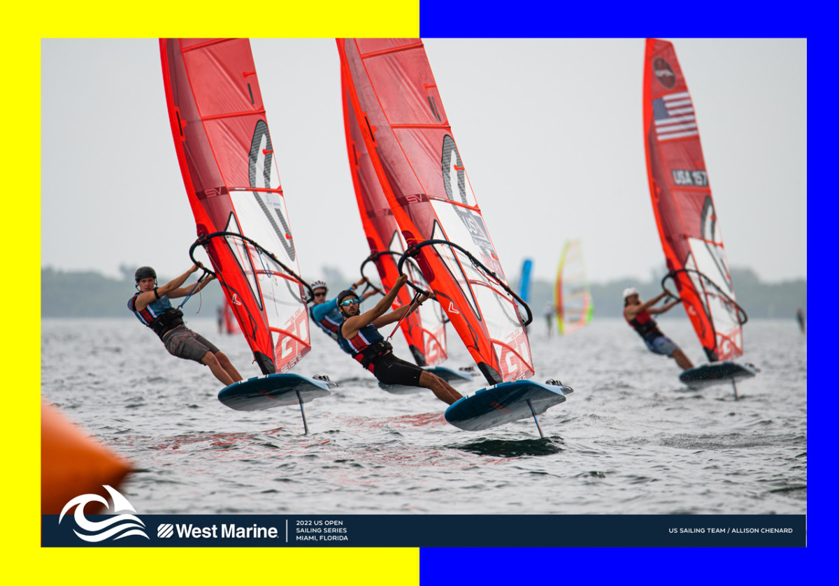 The men’s iQFOiL fleet goes at it hammer and tongs during last weekend's 2022 US Open Sailing Series Miami