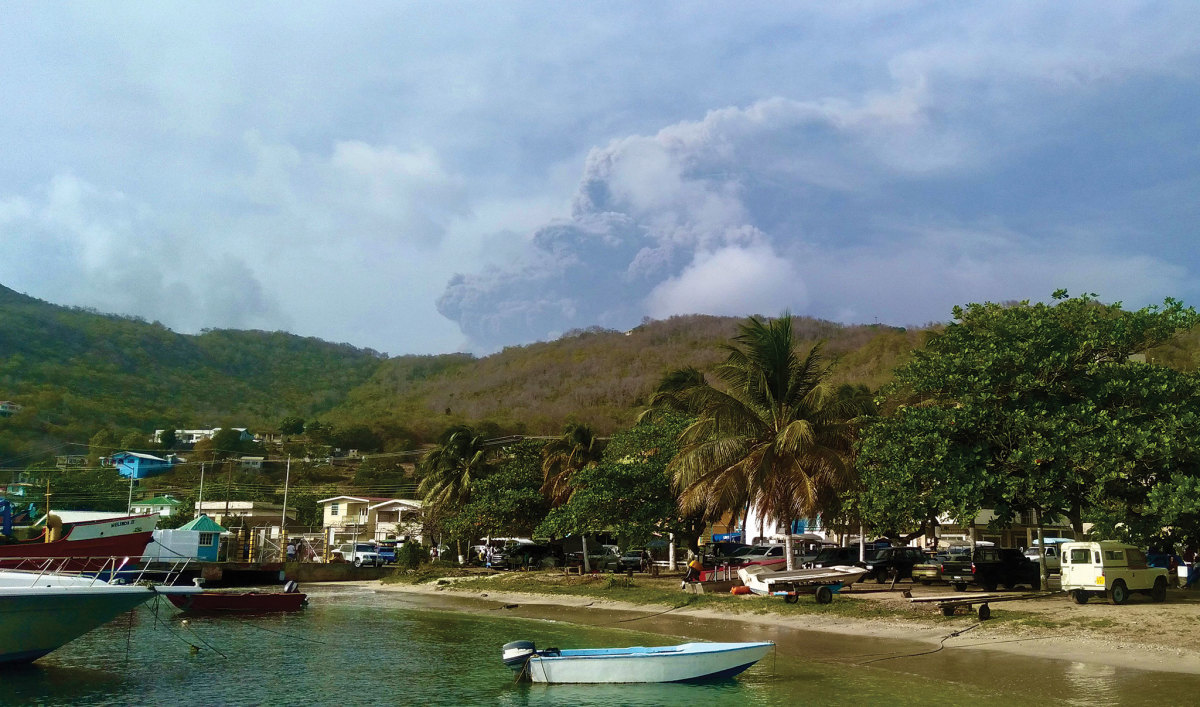 The plume of smoke and ash from La Soufrière was clearly visible for miles  