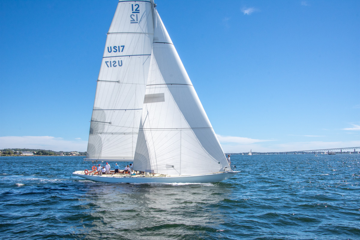 The 12 metre "Weatherly" just after the start of the Newport Classic Regatta presented by IYRS. Weatherly was the top finisher in class 1 Classic division after two days of racing.