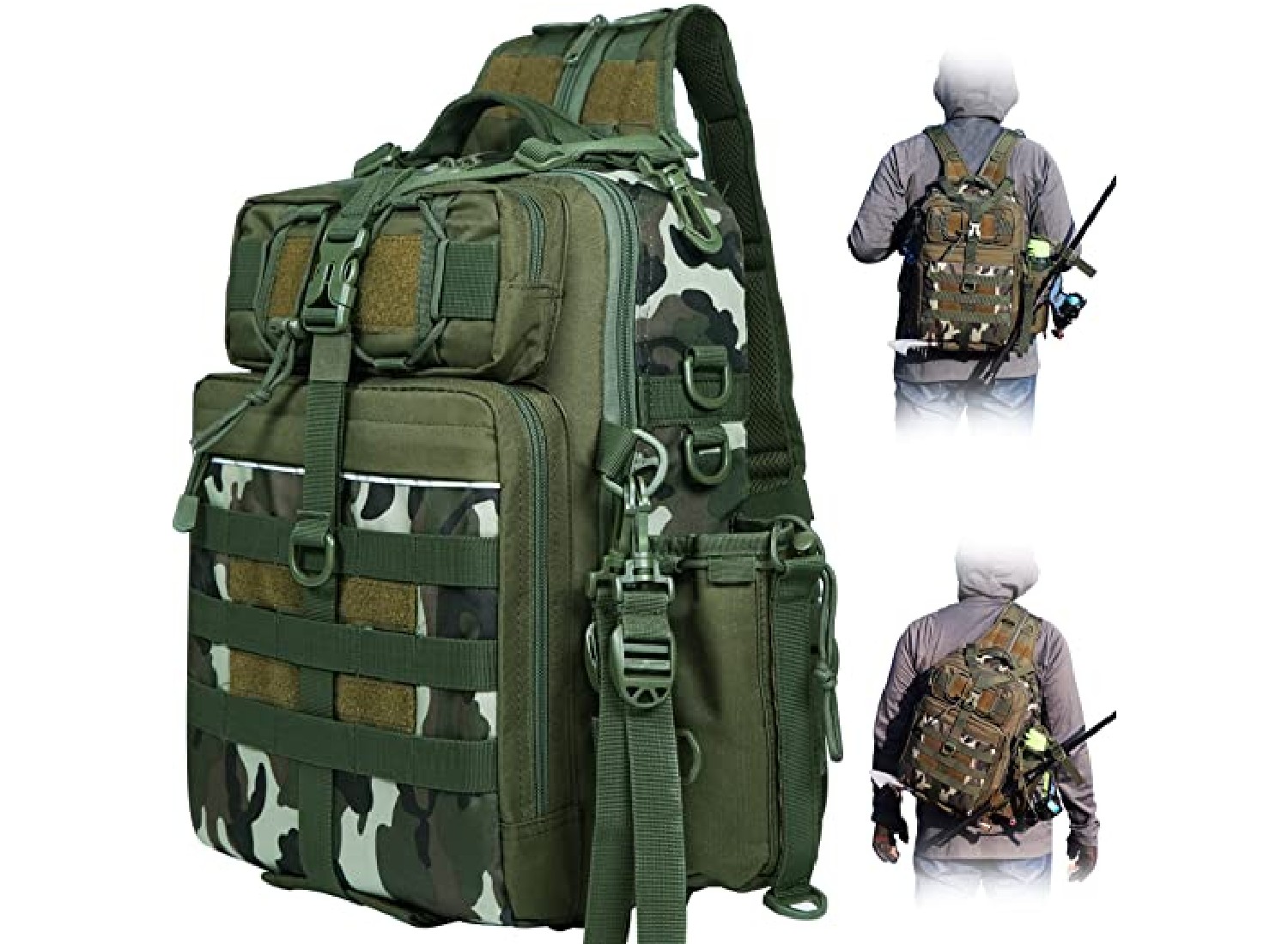 Ghosthorn Fishing Tackle Backpack Storage Bag - Outdoor Shoulder Backpack - Fishing Gear Bag Large Black