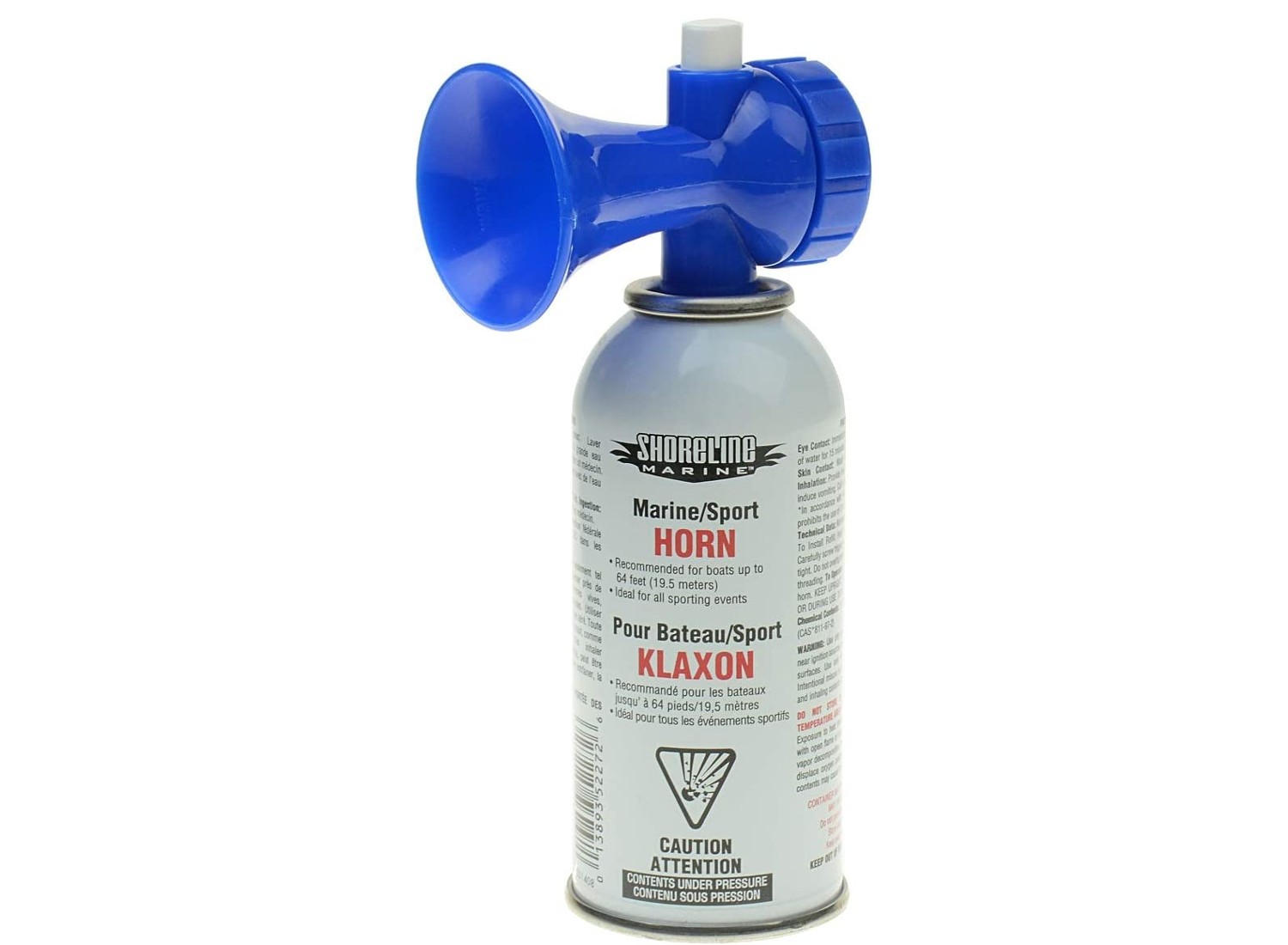 Hand held / hand holding an aerosol / compressed air / gas horn