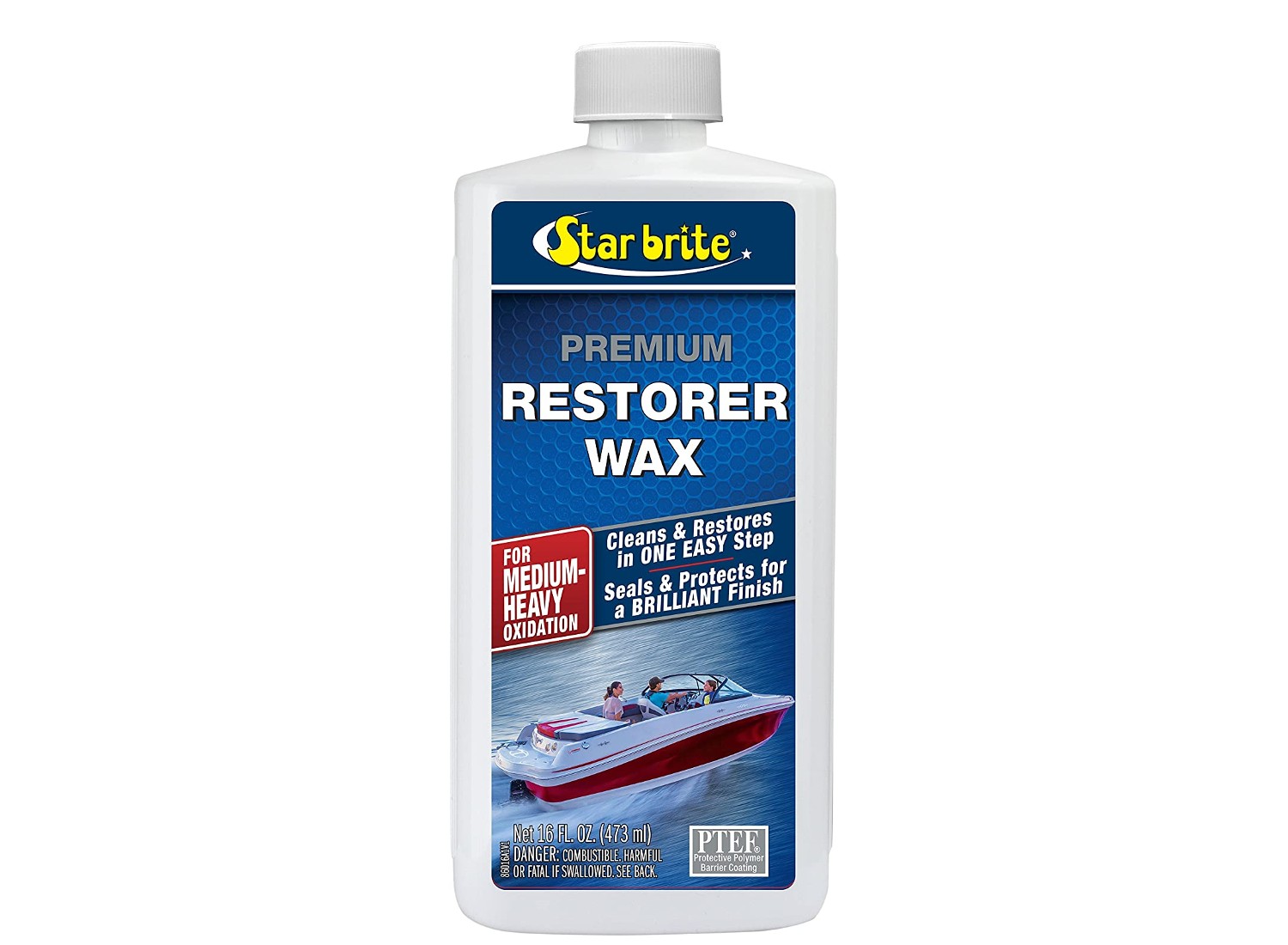 Star brite Premium Cleaner Wax 16 oz - Cleans, Shines & Protects Boat, RVs  - Carnauba Wax - For Vinyl & Plastic - Quick & Easy - Outdoor Wipes