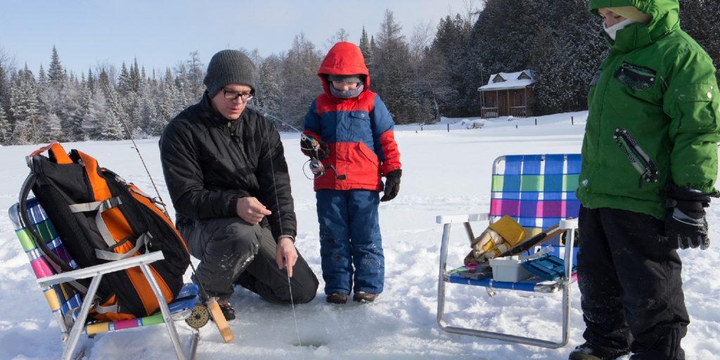 Family ice fishing