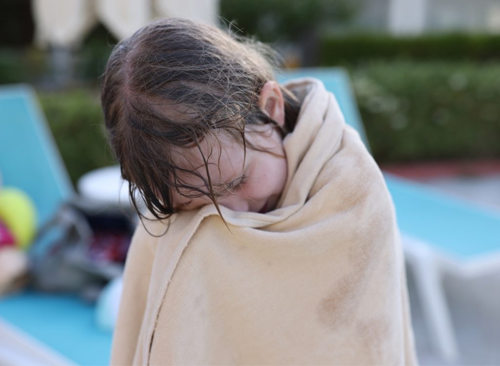 little girl in towel