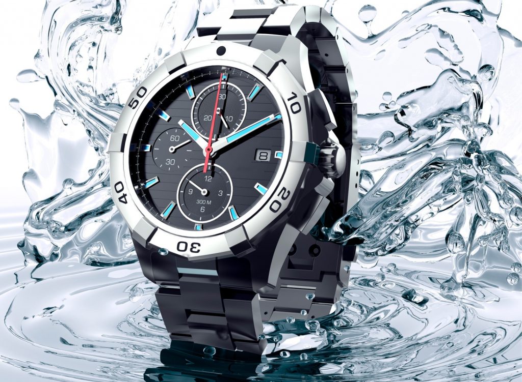 Watch surrounded by water