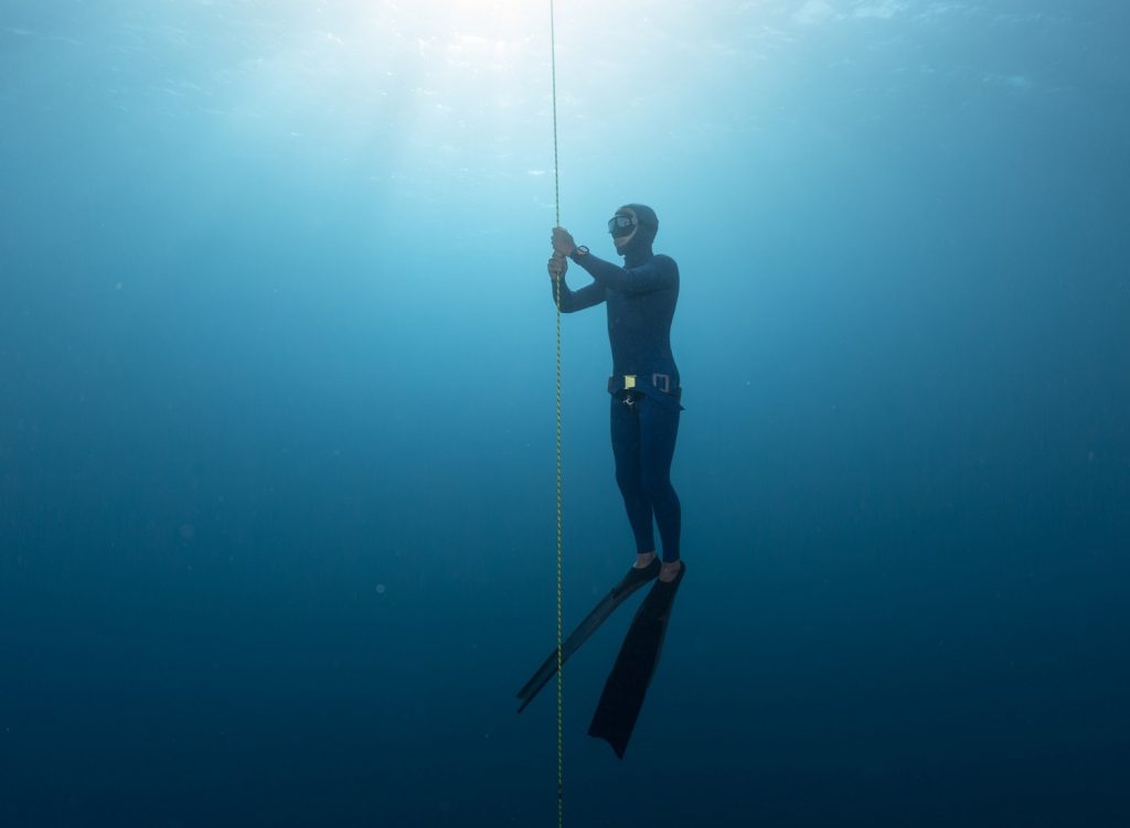 Person freediving